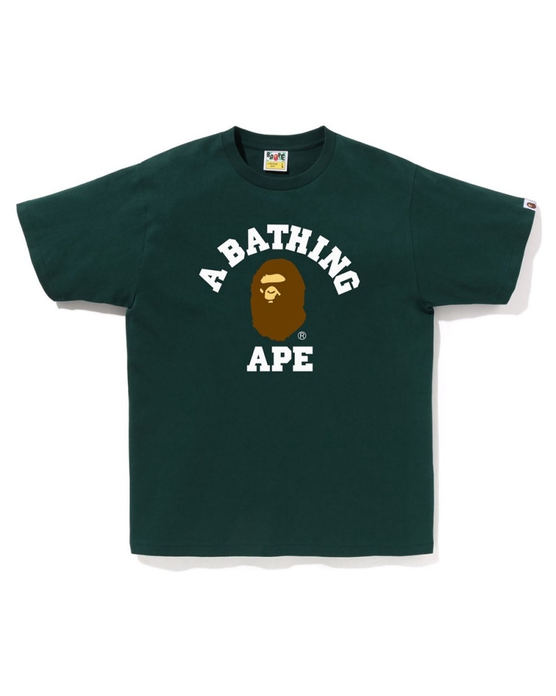 T Shirts Bape College Vert Homme | KVY-29974763